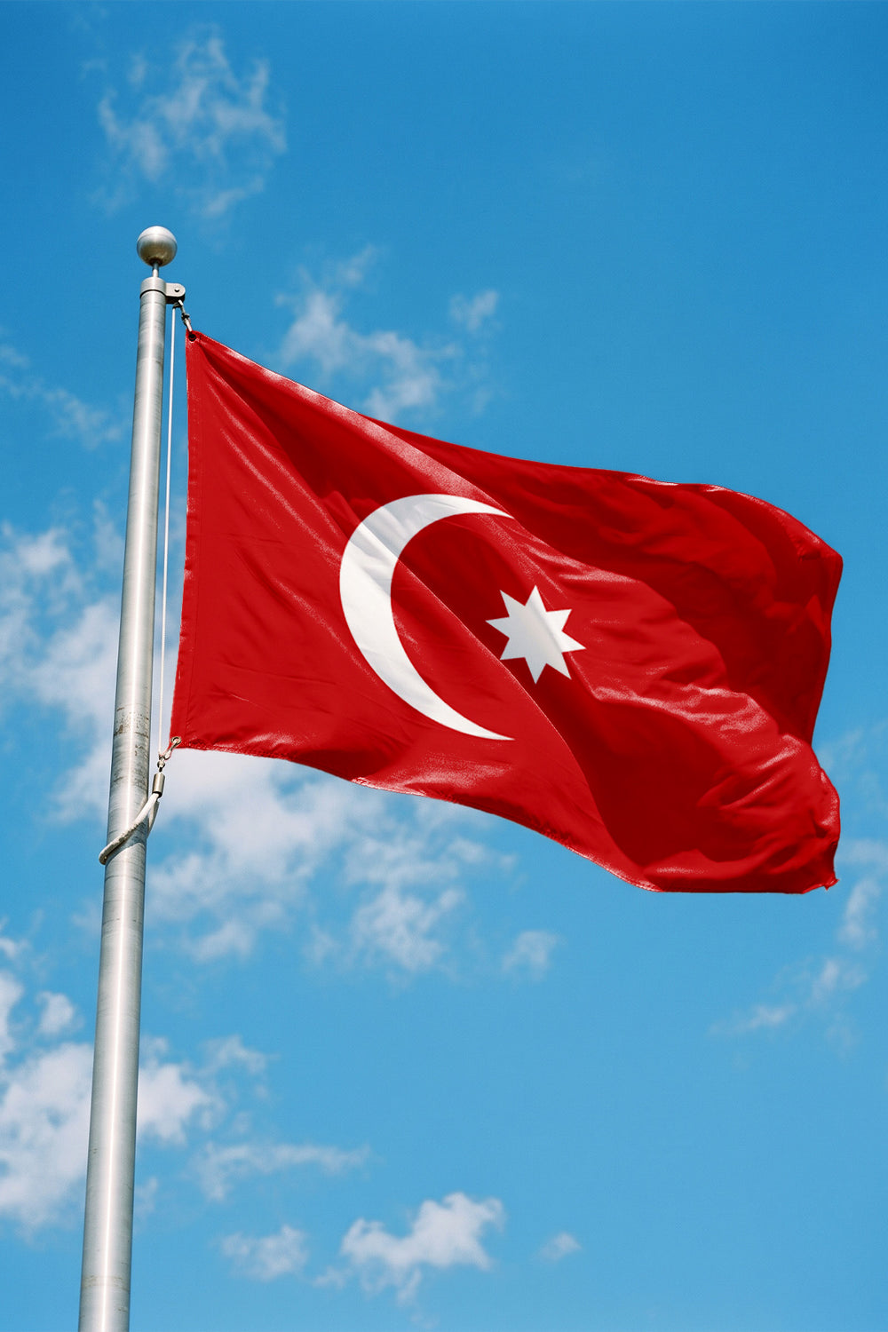 Osmanlı Bayrağı (1793), kırmızı zemin üzerindeki açık renkli hilal ve çok köşeli yıldız, dikdörtgen gönder bayrak