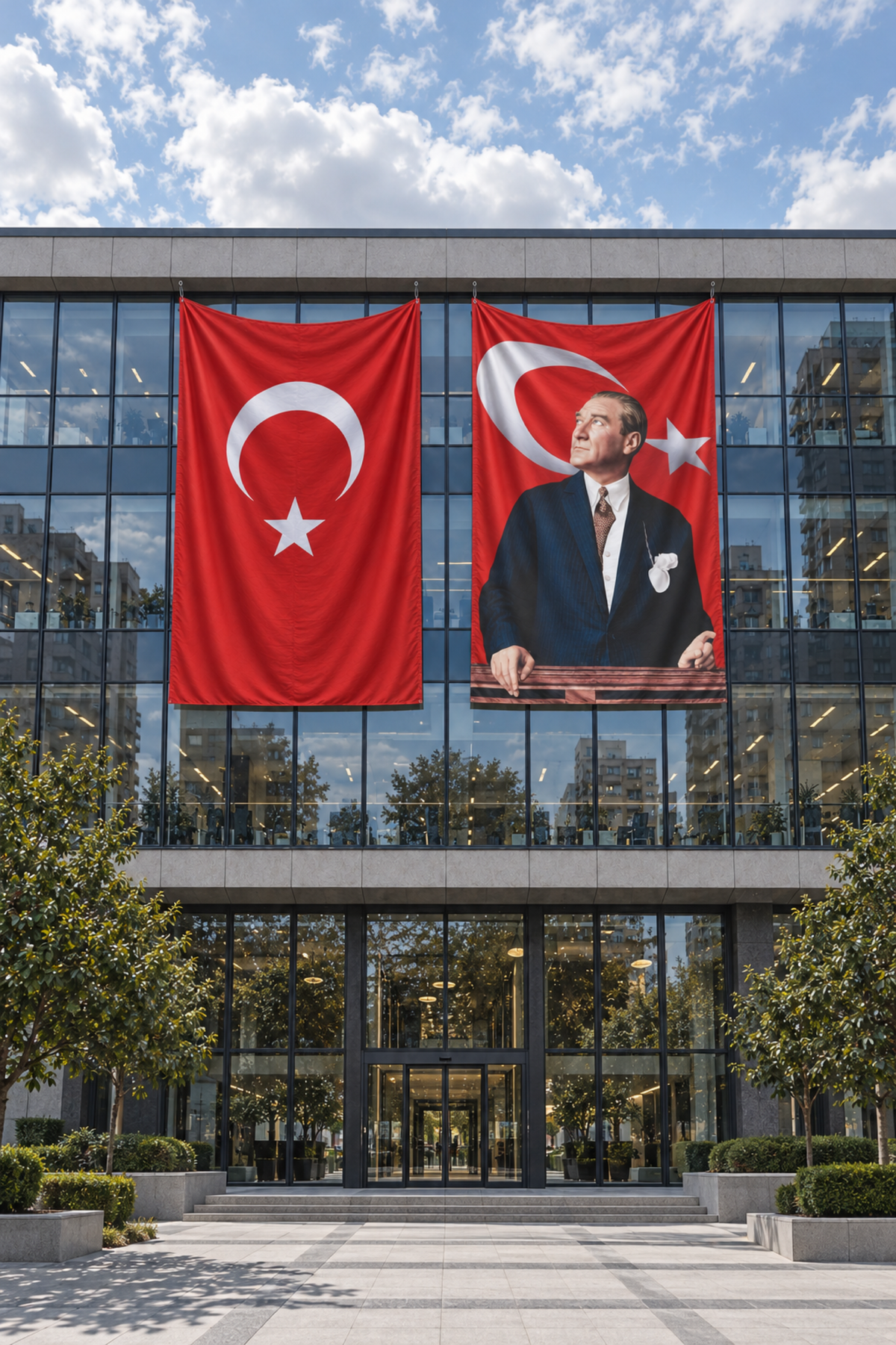 Türk Bayrağı ve Atatürk Posteri Seti – Bina Cephe Bayrağı