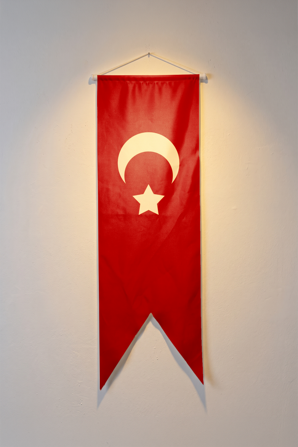Osmanlı Bayrağı (1844), kırmızı zemin üzerindeki beyaz ay ve beş köşeli yıldız, V kesim kırlangıç flama