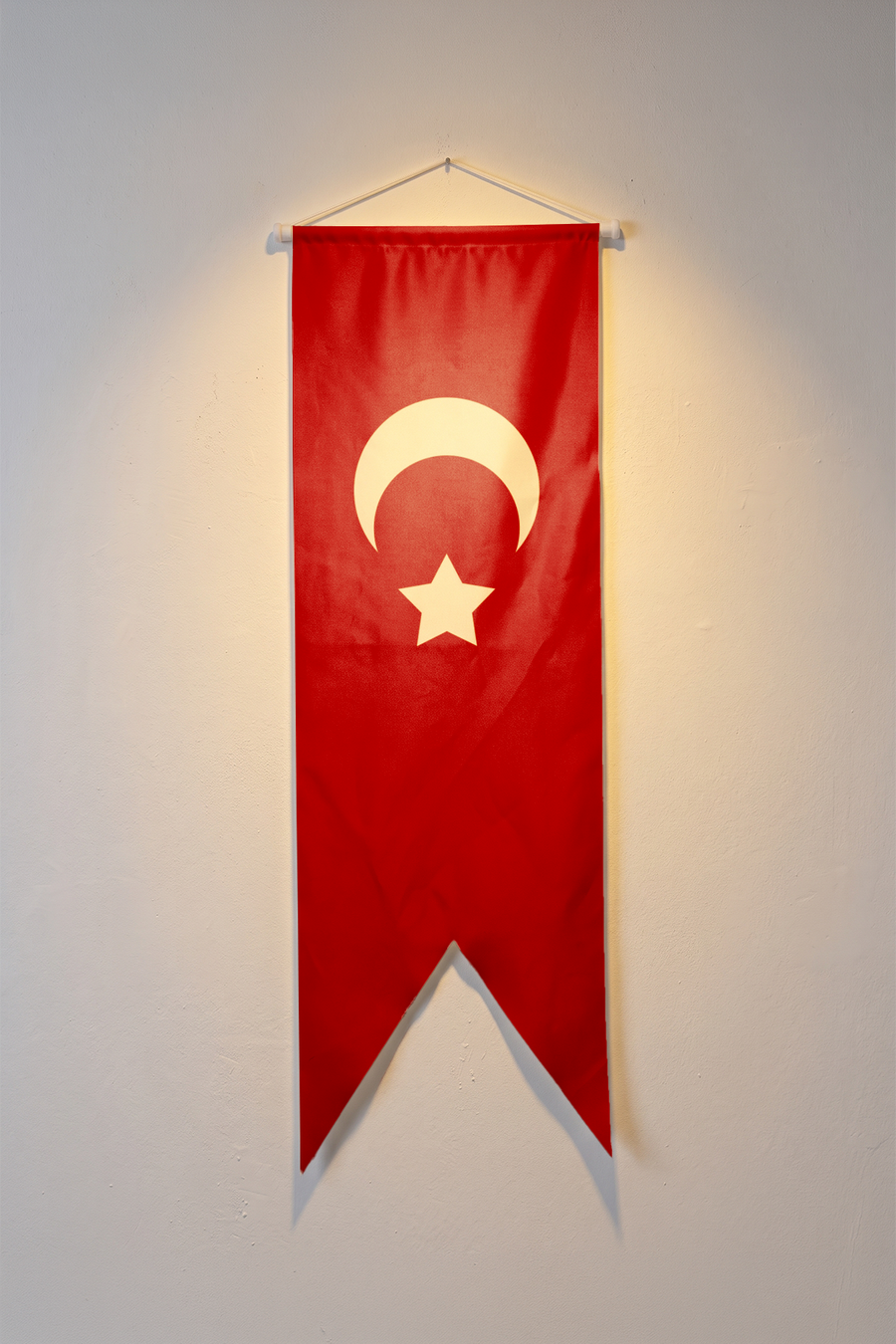 Osmanlı Bayrağı (1844), kırmızı zemin üzerindeki beyaz ay ve beş köşeli yıldız, V kesim kırlangıç flama
